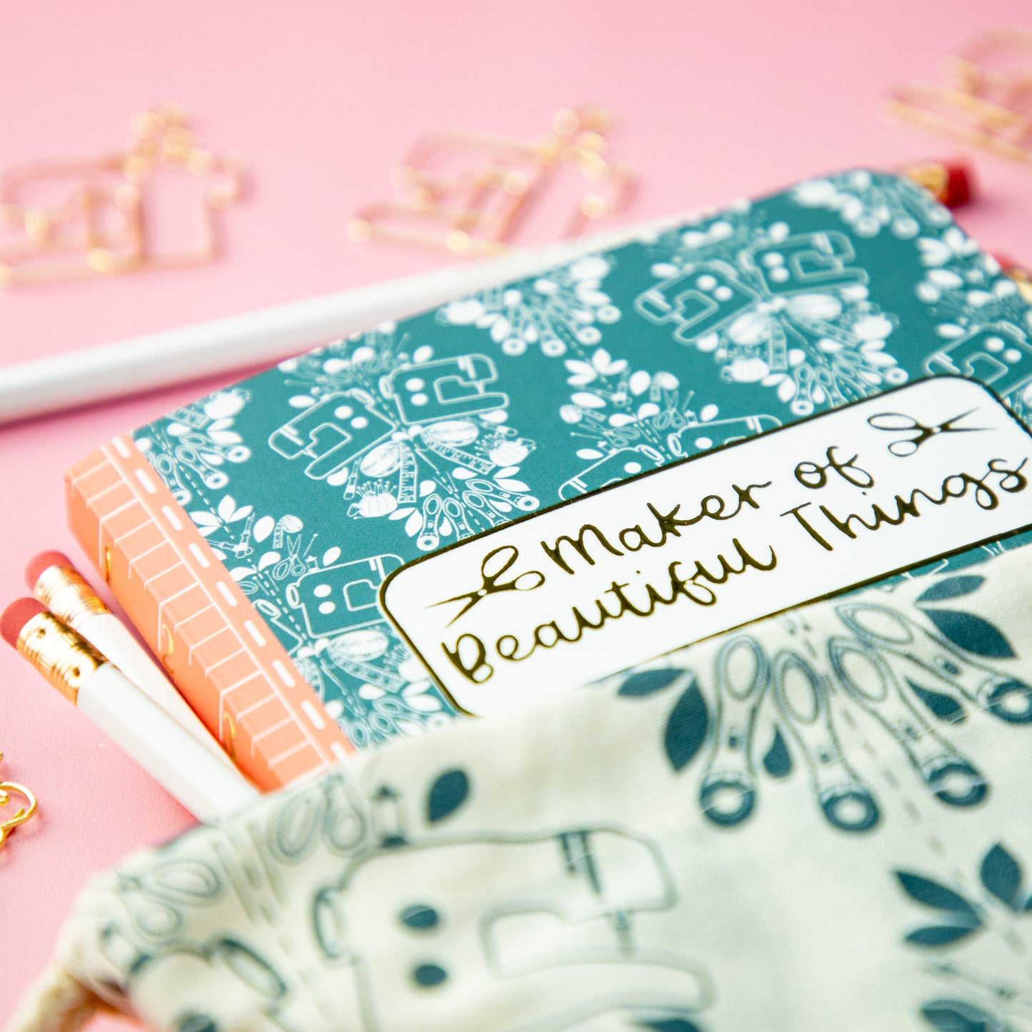 Gifts for Sewing Lovers Set, Sewing Notebook, pencils and paperclips