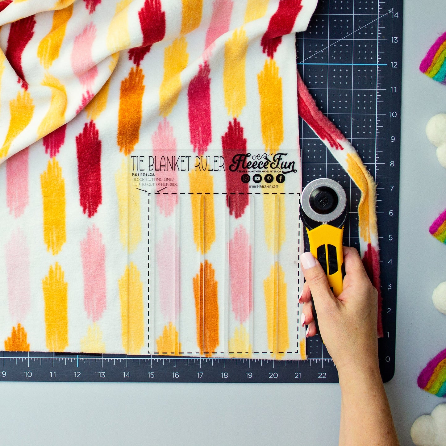 MISPRINT: Fleece Tie Blanket Ruler Template