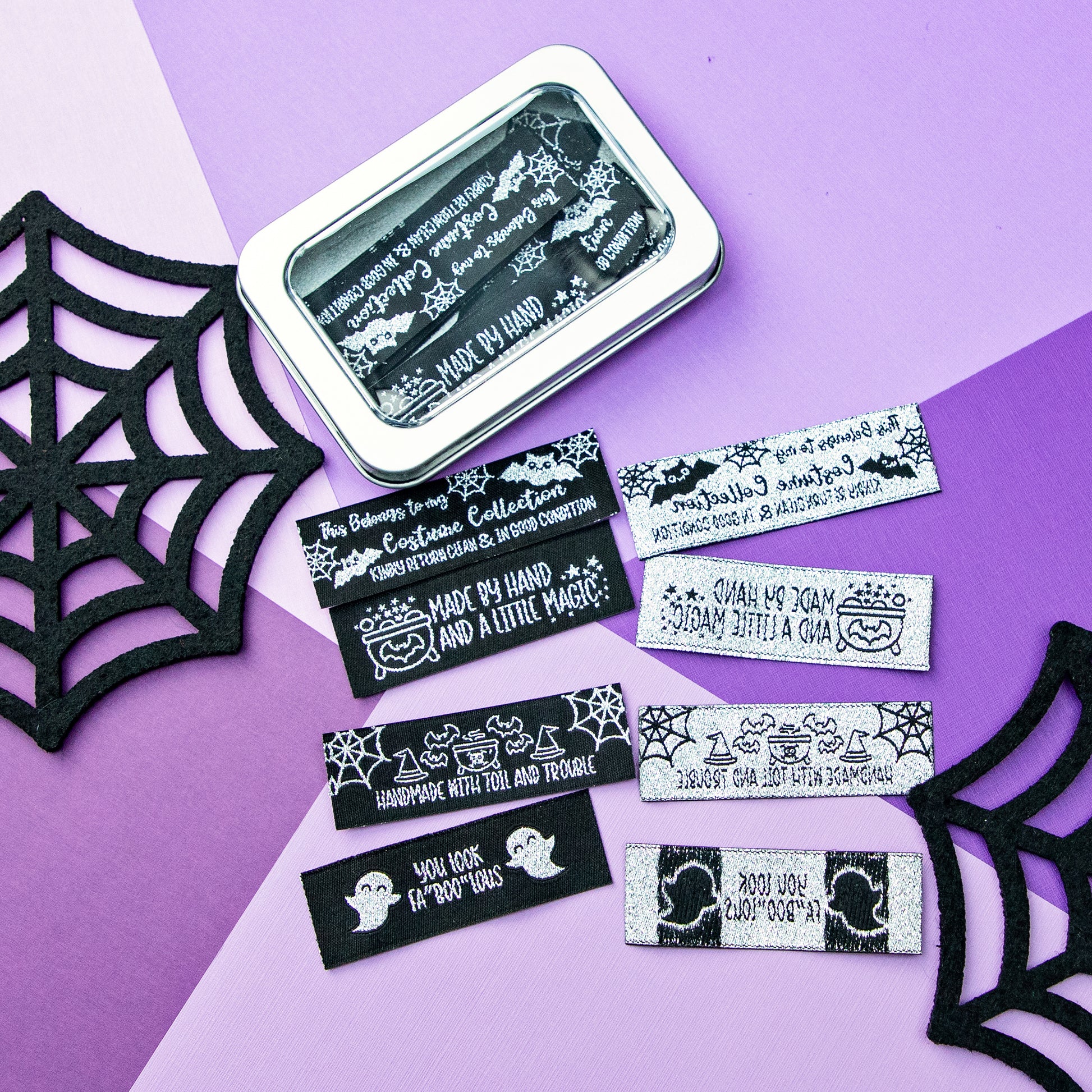 Halloween Sewing Labels - Handmade with magic x3
