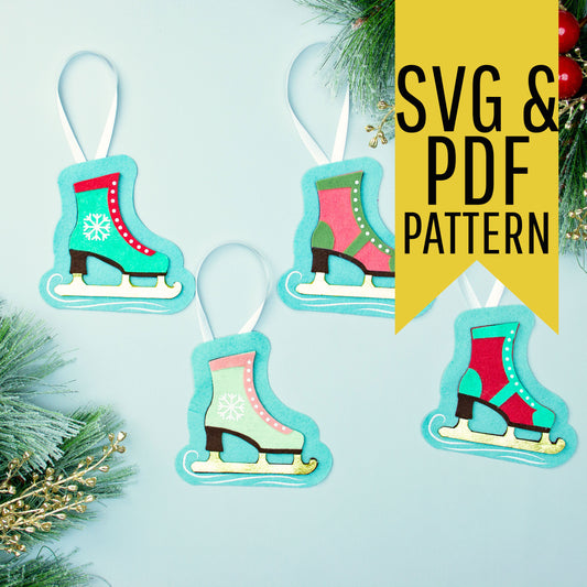 Felt Ice Skate Ornament Pattern & SVG